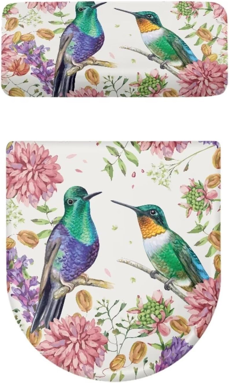 CREAMIC Hummingbird Toilet Lid Covers and Tank Cover Set 2Pcs Toilet Seat Cover and Tank Lid Covers Toilet Lid Cover Set for Bathroom Decor Machine Washable - Image 5